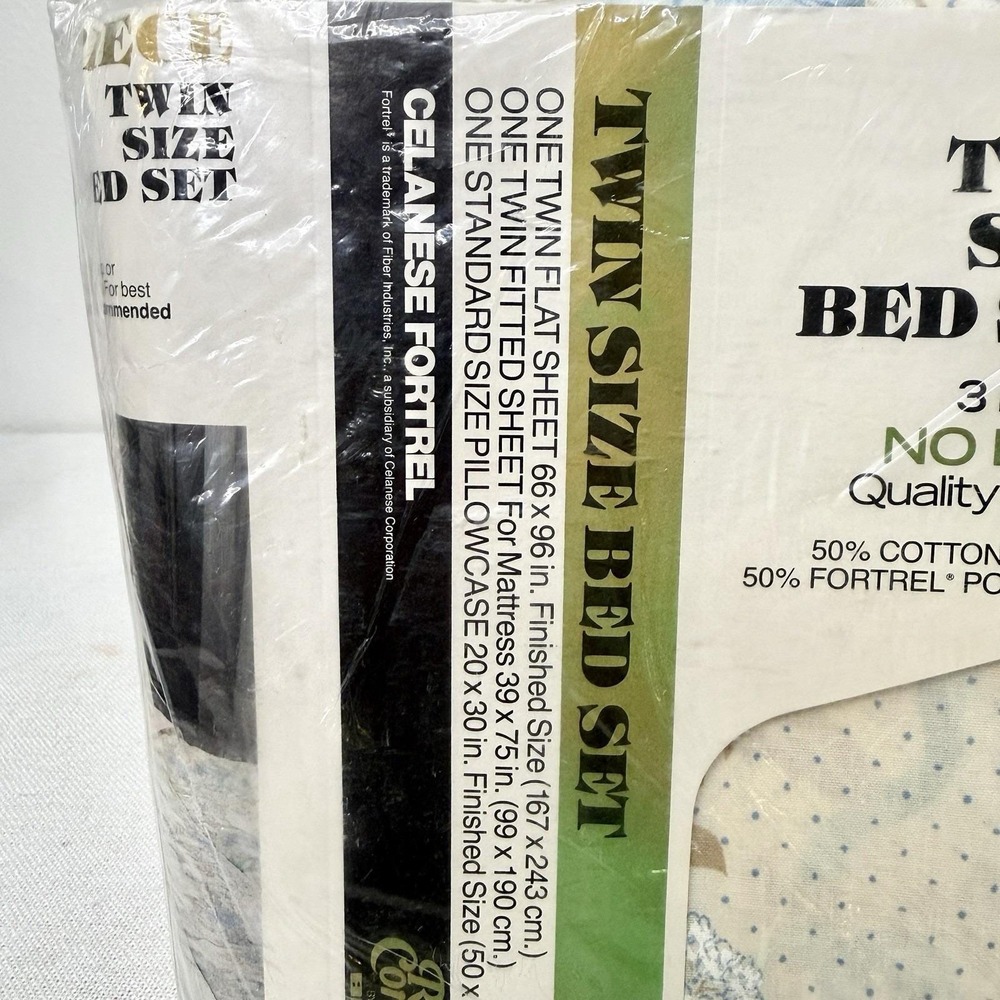 Vintage Bibb Room Concepts Swiss Ribbon Twin Bed 3 Piece Sheet Set New Sealed - Picture 5 of 15